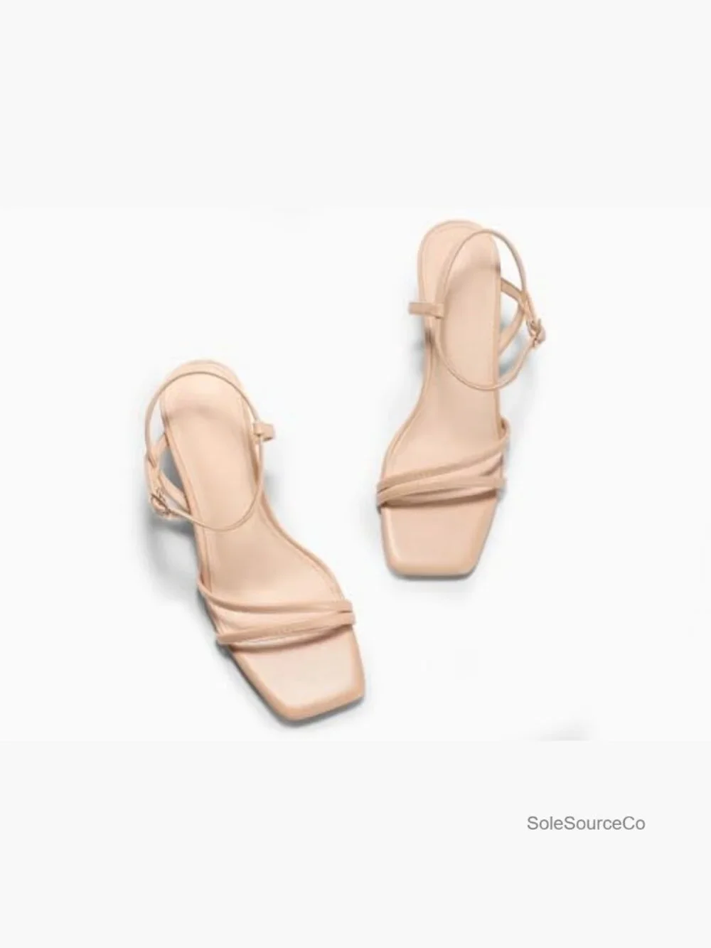 Strappy Low Kitten Heels Square Open Toe Sandals Ankle Strap Comfortable Dressy